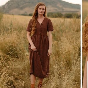 NWT Pyne & Smith Model No. 31 Linen Dress in Nutmeg